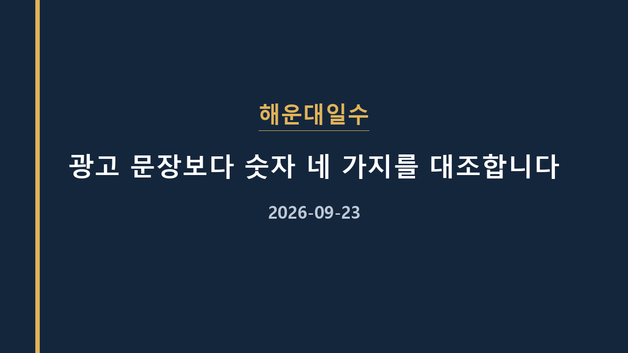 해운대일수 광고 문장보다 숫자 네 가지를 대조합니다